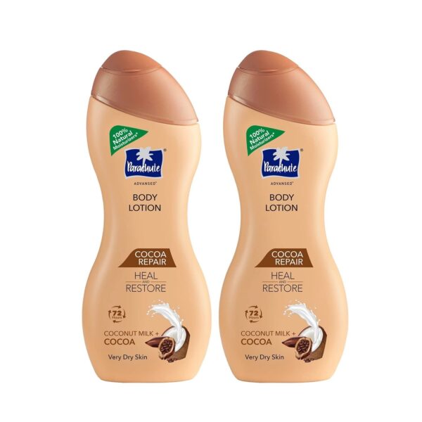 Parachute Advansed Cocoa repair Body Lotion with Pure Coconut Milk & Cocoa butter, 100% Natural Moisturiser, 250ml (pack of 2) - Fast Shipping to USA & Canada