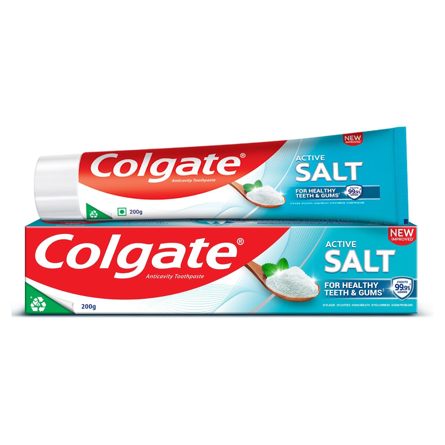 Version 1.0.0 Colgate Active Salt Toothpaste, Daily Germ Protection, Pack of 200g, Toothpaste with Salt and Mint ,Healthy Gums & Teeth, Tooth paste that Fights Germs & Provides Fresh Breath - Fast Shipping to USA & Canada - Image 1