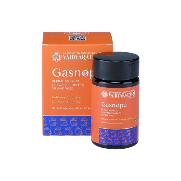 Vaidyaratnam Gasnope Tablet - 60 Nos, For Acidity & HeartBurn | Fast & Natural Relief from Acidity | Natural Remedies for Bloating | Best Indigestion Tablet