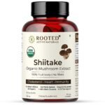 Rooted Shiitake Mushroom 60 Capsules 500 mg | Supports Healthy Cholesterol & Helps BP Levels |Immunity, Heart, Skin & Hair Health & Weight Control - Fast Shipping to USA