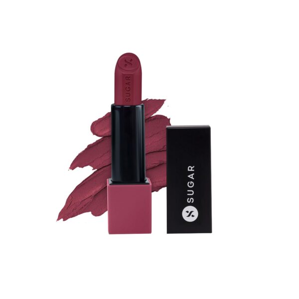 SUGAR Cosmetics Glide Peptide Serum Lipstick with Hyaluronic Acid & Vitamin E | Velvet Matte Finish | Long Lasting & Pigmented | 1 Swipe Full Coverage (06 Moscow Mulberry, 4.2gm) - Fast Shipping to USA & Canada