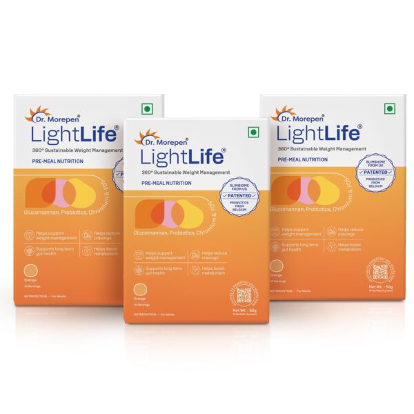 Dr. Morepen LightLife Pre-Meal Nutrition Mix | Controls Appetite & Reduces Cravings | For Men & Women | 30 Sachets | Flavor-Orange - Fast Shipping to USA