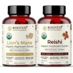 Rooted Active Naturals USDA Organic Lion's Mane and Reishi Mushroom Extract Capsules, 30 Days Supply, 500mg - Fast Shipping to USA