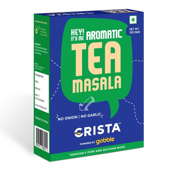 CRISTA Aromatic Tea Masala, Chai Masala with 100% Natural Ingredients Vegan No added Sugar Zero added Colours, Fillers, Additives & Preservatives, 100 gms