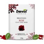 Deewal Premium Rose Clay Face Mask | 100% Vegan & Natural | Gentle Detoxifying & Brightening Face Pack | Hydrating & Soothing Rose and Kaolin Clay Mask | Natural Skincare for Glowing Skin | For All Skin Types - Fast Shipping to USA & Canada