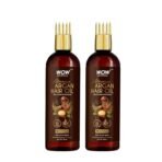 WOW Skin Science Moroccan Argan Hair Oil - WITH COMB APPLICATOR - Cold Pressed - No Mineral Oil & Silicones - 100mL|Pack of 2 - Fast Shipping to USA & Canada