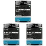 Carbamide Forte L Glutamine Powder 5000mg | L Glutamine Supplement for Men | Post Workout Muscle Recovery Supplements for Men - Unflavoured - 30 SERVINGS - 150g (Pack of 3) - Fast Shipping to USA