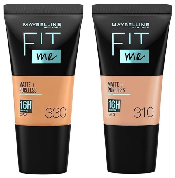 Maybelline New York Fit Me Matte+Poreless Liquid Full Coverage Foundation For Oily Skin Powder Tube,310 Sun Beige,330 Toffee,18Ml,Pack Of 1 - Fast Shipping to USA & Canada