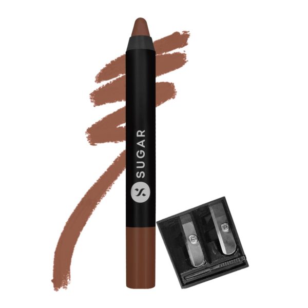 SUGAR Cosmetics Matte as Hell Crayon Lipsticks for Women | Lasts Up To 8+ Hours | Lip Crayon with Sharpener | 2.8gm - 16 Claire Underwood - Fast Shipping to USA & Canada