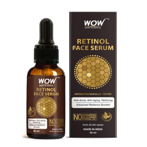 WOW Skin Science Retinol Face Serum - Oil Free - Skin Plumping, Boost Collagen, Anti Acne, Anti Aging, Restoration - No Parabens, Silicones & Mineral Oil, 30 ml - Fast Shipping to USA & Canada