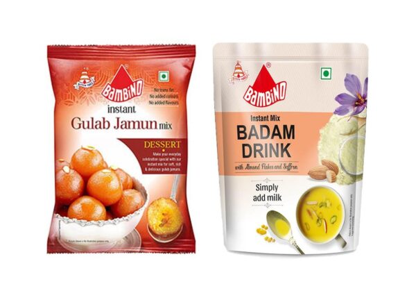 Bambino Instant Combo Mix Gulab Jamun Mix 1 kg I Badam Drink Mix 1 kg - Fast Shipping to USA & Canada