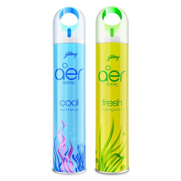 Godrej aer Spray | Room Freshener for Home & Office - Cool Aqua & Fresh Lush Green | Pack of 2 (220 ml each) | Long-Lasting Fragrance - Fast Shipping to USA & Canada