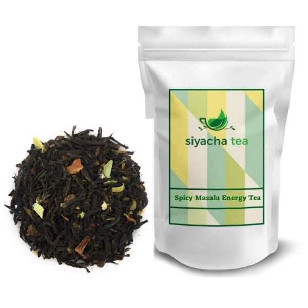 Siyacha Tea Spicy Masala Energy Tea|250 Grams|Assam Black Tea,Cardamom,Ginger,Cinnamon,Clove,Pepper|Indian Natural Spice Blend|Premium Morning Beverage|Makes 125 Cups (approx) - Fast Shipping to USA & Canada