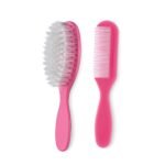 Vega Baby & Mom Comb & Brush Set - Pink | Crafted for Delicate Baby Scalp| Detangle Baby Hair Easily | Ultra Soft Nylon Bristle| Rount Tippped Tooth |Scalp Massage and Stimulation, (VBGA3-04) - Fast Shipping to USA & Canada