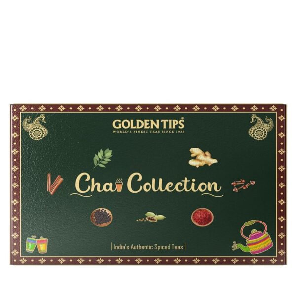 Golden Tips Gift Combos of Masala Chai, Ginger Mastea, Saffron Cardamom Tea, Kadak Chai, Cinnamon CTC Tea & Ginger CTC Tea 100 gm - 50 cups) - Fast Shipping to USA & Canada