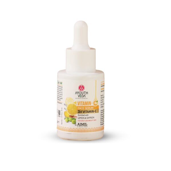 Ayouthveda Vitamin-C Face Serum Enriched With Lemon & Saffron For Spot Less & Blemish Free Skin 30ml - Fast Shipping to USA & Canada