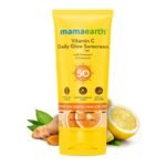 Mamaearth Vitamin C Daily Glow Sunscreen with Vitamin C & Turmeric for Sun Protection & Glow | SPF 50 & PA++++ Protection | No White Cast | Lightweight & Non-Sticky | Brightens Skin | For All Skin Types | 80 g - Fast Shipping to USA & Canada