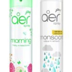 Godrej aer spray, Air Freshener for Home & Office - Morning Misty Meadows & Monsoon Odour Refresh | Remove Damp Smell | Long-Lasting Fragrance | Pack of 2 (240 ml each) - Fast Shipping to USA & Canada
