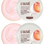 LAKME Peach Milk Soft Cr?me Moisturizer for Face 100 g, Daily Lightweight Whipped Cream with Vitamin E for Soft, Glowing Skin - Non Oily 24h Moisture (Pack of 2) - Fast Shipping to USA & Canada