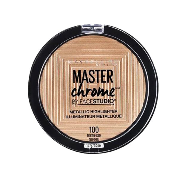 Maybelline New York Bronzer, Metallic Highlighter, Bronzer, Sheen Metallic Finish, Molten Gold, Master Chrome by Face Studio, 6.7g - Fast Shipping to USA & Canada