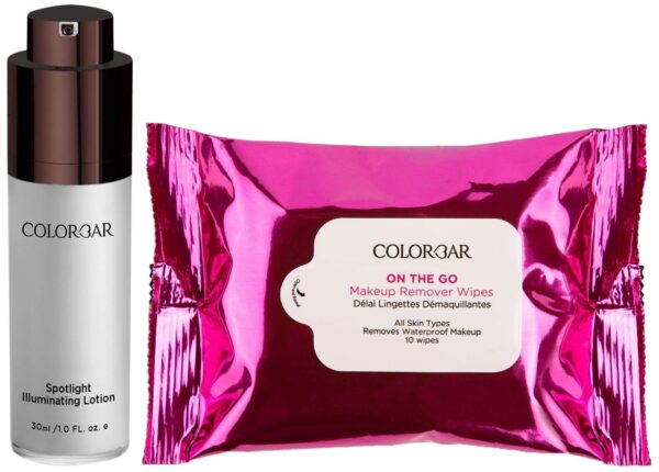 Colorbar Spotlight Illuminating Lotion & On The Go Makeup Remover Wipes Combo - Fast Shipping to USA & Canada