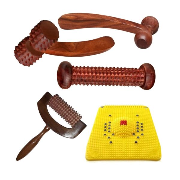 FA INDUSTRIES? Wooden Massager Tool for Back, Foot, Neck, Legs, Waist, Body Pain Relief and Massage Therapy - Anti Cellulite Wooden Massage Tools for Muscle Pain Relief (Pack of 5) - Fast Shipping to USA