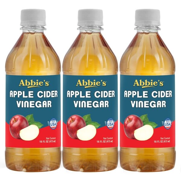 Abbie's Apple Cider Vinegar 1419 ml (473 ml X 3 Units) with Goodness of Blended Fermented Apples with 5% Acidity | for Drinking , Dressing Salad & Helps in Loosing Weight | - Fast Shipping to USA & Canada