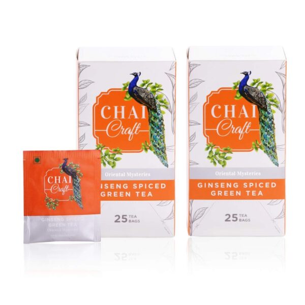 Chai Craft Ginseng Spiced Tea Teabags (50Teabags) I Helps in PCOS, PCOD & women wellness I Balck tea with ginseng and herbal spices I Pure Organic Black Tea - Fast Shipping to USA & Canada