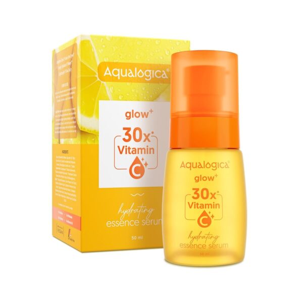 Aqualogica Glow+ 30X* Vitamin C Hydrating Essence Serum- 50ml | Brightens Skin I Power of 30X* Vitamin C I Lightweight & Non-sticky | For Men and Women - Fast Shipping to USA & Canada