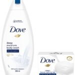 Dove Deeply Nourishing Body Wash & Dove Cream Beauty Bathing Bar 100 g Combo - Fast Shipping to USA & Canada