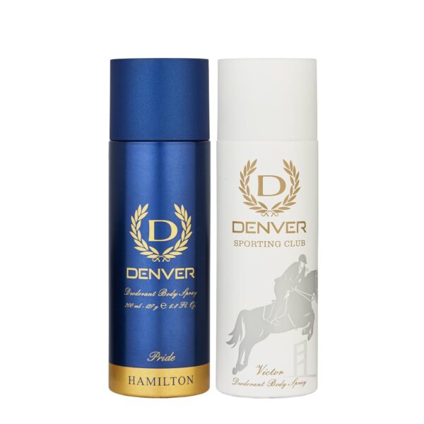 DENVER Pride & Sporting Club Victor Deodorant - 200ML Each (Combo Pack of 2) | Long Lasting Deo Body Spray - For Men