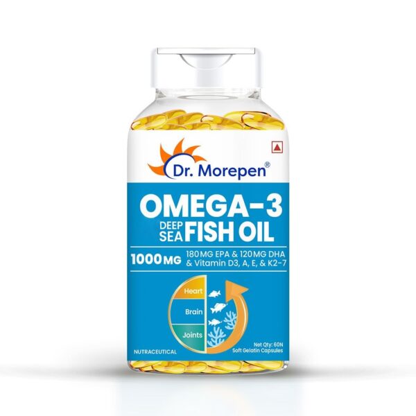 DR. MOREPEN Omega 3 Deep Sea Fish oil 1000 mg Omega with 300 mg DHA with Vitamin A, D3, E & K27 | 60 softgels - (Pack of 1) - Fast Shipping to USA