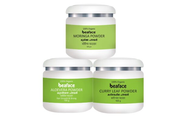 Beaface Hair Care Pack Moringa Powder Aloe Vera Powder Curry Leaf Powder (100gm Pack of 3) - Fast Shipping to USA & Canada
