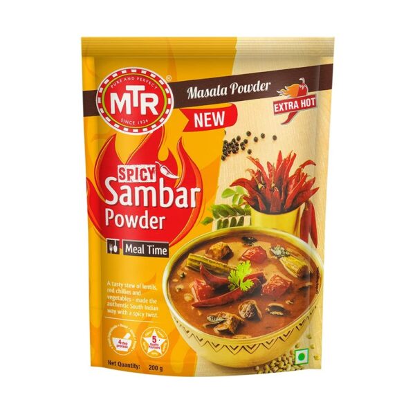 MTR Spicy Sambar Powder | Traditional Masalas | Authentic Sambar with a spicy twist | 200g - Fast Shipping to USA & Canada