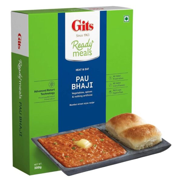 Gits Ready to Eat Pav Bhaji, Pure Veg, Heat and Eat Indian Chaat, Microwaveable, 300g - Fast Shipping to USA & Canada