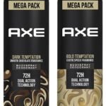AXE Dark Temptation Long Lasting Deodorant Bodyspray For Men 215 ml & AXE Gold Temptation Long Lasting Deodorant Bodyspray For Men 215 ml - Fast Shipping to USA & Canada