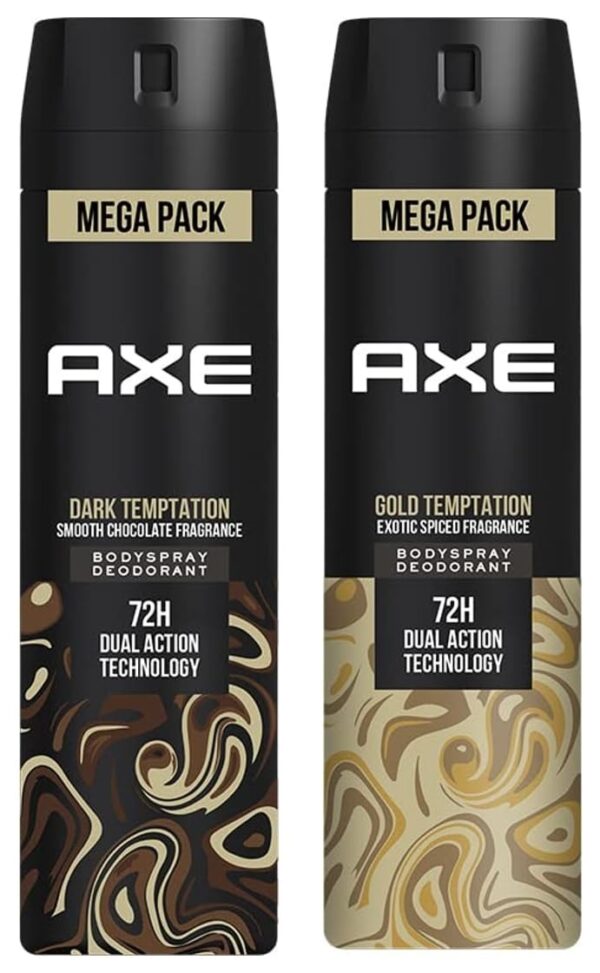 AXE Dark Temptation Long Lasting Deodorant Bodyspray For Men 215 ml & AXE Gold Temptation Long Lasting Deodorant Bodyspray For Men 215 ml - Fast Shipping to USA & Canada
