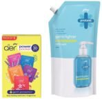 Godrej Aer Power Pocket | Assorted Pack of 5 (50g) & Godrej Protekt Germ Fighter Handwash Refill Pack | Aqua | Germ Protection & Soft on Hands - 725ml - Fast Shipping to USA & Canada