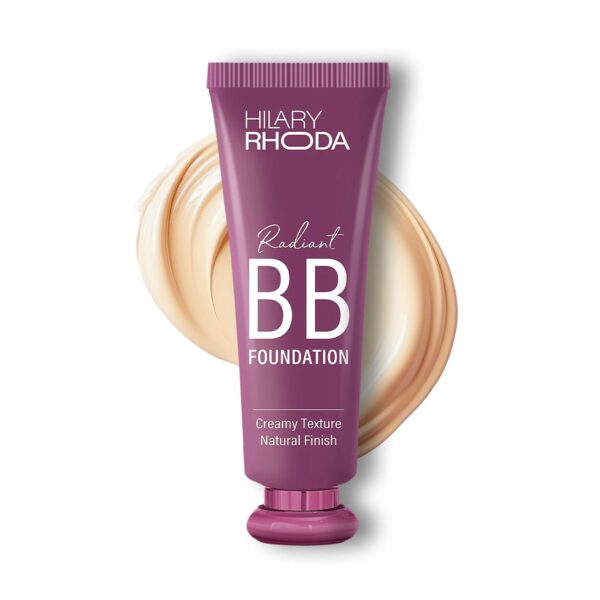 Hilary Rhoda Radiant BB Foundation | Ultra-Creamy & Lightweight Formula | 9 to 5 Stay | Hides Blemishes & Dark Spots | Blends Easily | BB Cream | Dewy Finish | 60g (Beige| Shade 02) - Fast Shipping to USA & Canada