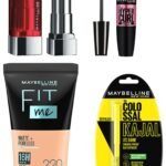 Maybelline New York Date Night Makeup Kit - Fit Me Foundation Tube Natural Beige + Hypercurl Mascara Washable + Colossal Kajal + Creamy Matte Siren In Scarlet, 1 Count - Fast Shipping to USA & Canada