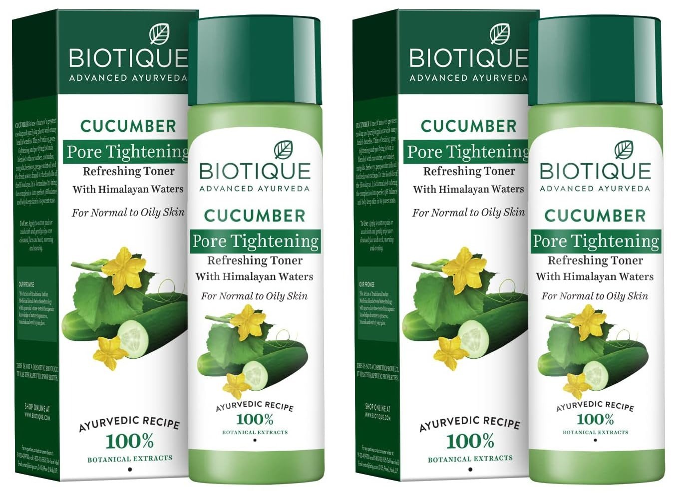 710iwzApo2L-1.jpg Biotique Cucumber Pore Tightening Toner| Ayurvedic and Organically Pure| Maintains Skin?s Natural pH |100% Botanical Extracts| Suitable for Normal & Oily Skin Types| 120mL (Pack of 2) - Fast Shipping to USA & Canada - Image 1