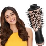 VEGA Litstyle L3 Volumizer Hair Dryer Brush With 3 Heat/2 Speed Settings, Tourmaline Ceramic Coated Barrel, All In 1 Compact Hot Air Blow Dryer Brush For Women, (VHSD-03), (500Watt, Black Gold) - Fast Shipping to USA & Canada