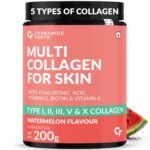 Carbamide Forte Multi Collagen with all 5 TYPE I, II, III, V, X | Marine Collagen Powder for Women & Men, Watermelon Flavor, 200g - Fast Shipping to USA