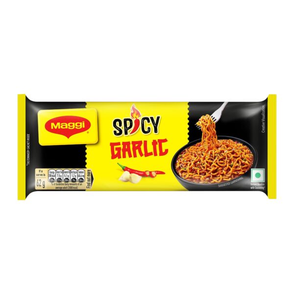 MAGGI 2-Minute Spicy Garlic Noodles, Easy To Cook Instant Noodles, Tasty Twist Of Spicy & Garlic, 248 Gram - Fast Shipping to USA & Canada