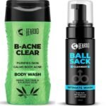 BEARDO B-acne Clear Body Wash & Ball Sack Intimate Wash For Men | Body Acne Clear 2 Items in the set - Fast Shipping to USA & Canada