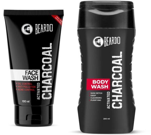 Beardo Activated Charcoal Facewash & Bodywash Combo |Deep Pore Cleansing|Removes Dirt & Impurities|Pollution Damage Control|Oil Control|For Men 100ml - Fast Shipping to USA & Canada