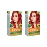 Nisha Cream Permanent Hair Color No Ammonia Cream Formula Permanent Fashion Highlights(60Gm+60Ml Each Pack) Copper Red (Pack Of 2) - Fast Shipping to USA & Canada