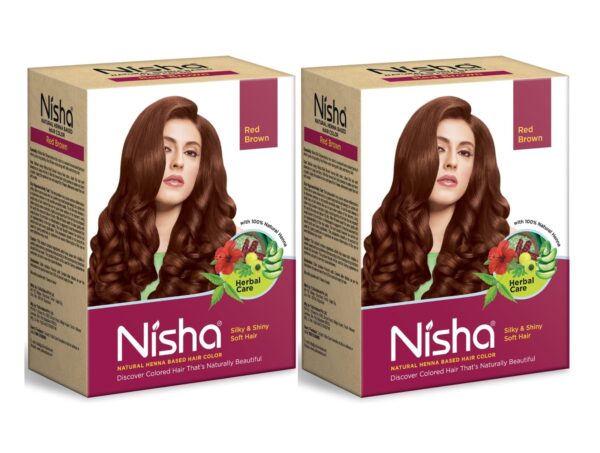 Nisha Henna Based Hair Color Red Brown 90g Pack of 2, Henna Powder Hair Color Dye Brown Hair Colour, No Ammonia, No PPD, Non Oxidative - Fast Shipping to USA & Canada