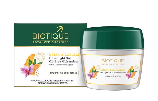 Biotique Ubtan & Collagen Ultra Light Gel Oil-Free Moisturizer for Hydrating, Brightening & Glowing Skin|Enhance Skin Complexion|For Men & Women-200ml - Fast Shipping to USA & Canada
