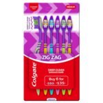 Colgate Manual, Adult Zigzag Toothbrush, Pack Of 6 Medium Multicolour Soft Tooth Brush & Strong Teeth Cavity Protection Toothpaste, Calcium Boost, 700Gm Saver Pack, India's No.1 Toothpaste - Fast Shipping to USA & Canada